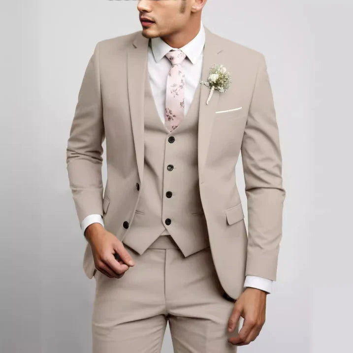 Sleek Heren Kostuum | 3-Delig Slim Fit Bruiloftspak, Lichtgrijs