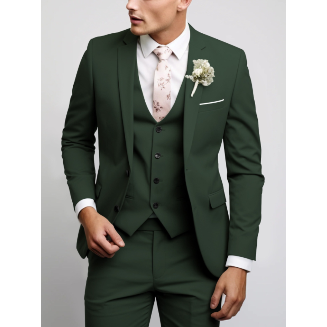Sleek Heren Kostuum | 3-Delig Slim Fit Bruiloftspak, Lichtgrijs