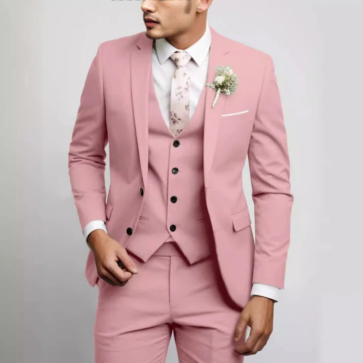 Sleek Heren Kostuum | 3-Delig Slim Fit Bruiloftspak, Lichtgrijs