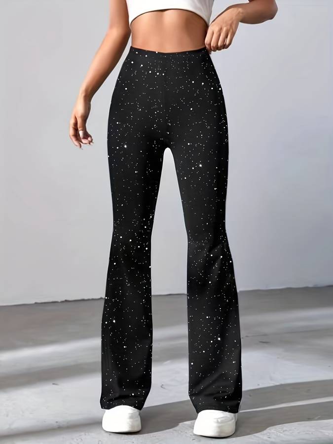Solenya | Flared Broek van Glitterstof met Comfort Fit 0
