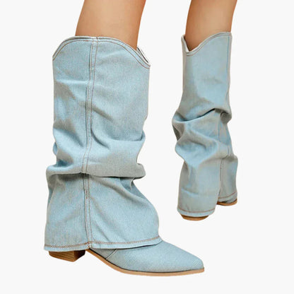 Sophie Dameslaarzen | Hoogwaardig Denim, Comfortabele Blokhak 4