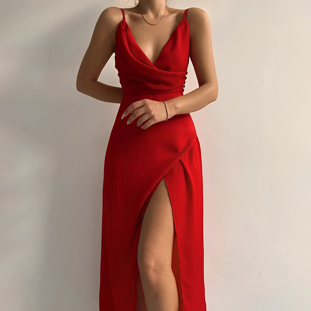 Sorella | Elegante Maxi Jurk met Overslag en Hoge Split 0