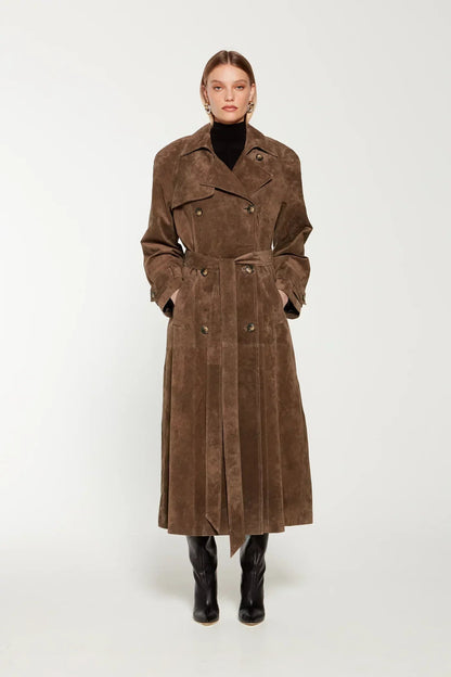 Suède dames trenchcoat met ceintuur | Elegante mantel voor een stijlvolle herfstlook 1