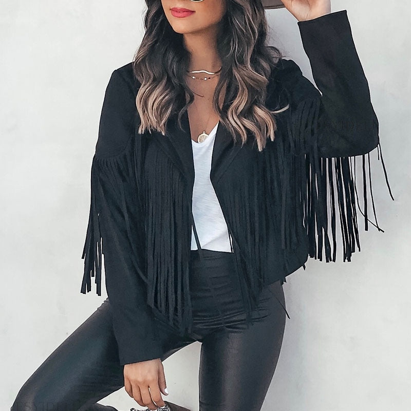 Suède damesjas met franjes | Boho-chic jasje voor een trendy look 1