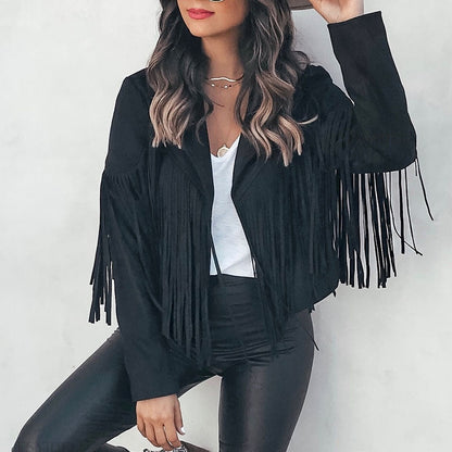 Suède damesjas met franjes | Boho-chic jasje voor een trendy look 1