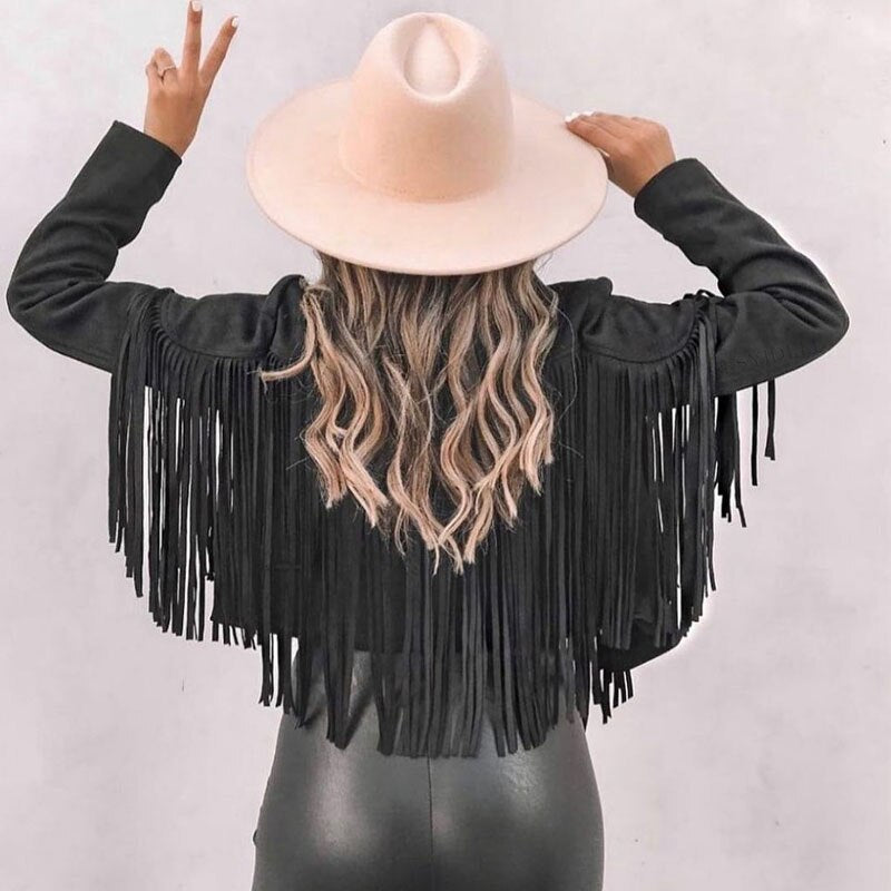 Suède damesjas met franjes | Boho-chic jasje voor een trendy look 3