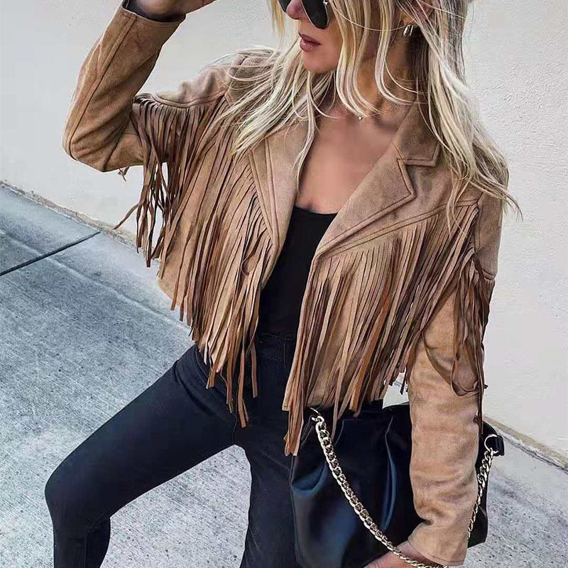Suède damesjas met franjes | Boho-chic jasje voor een trendy look 4