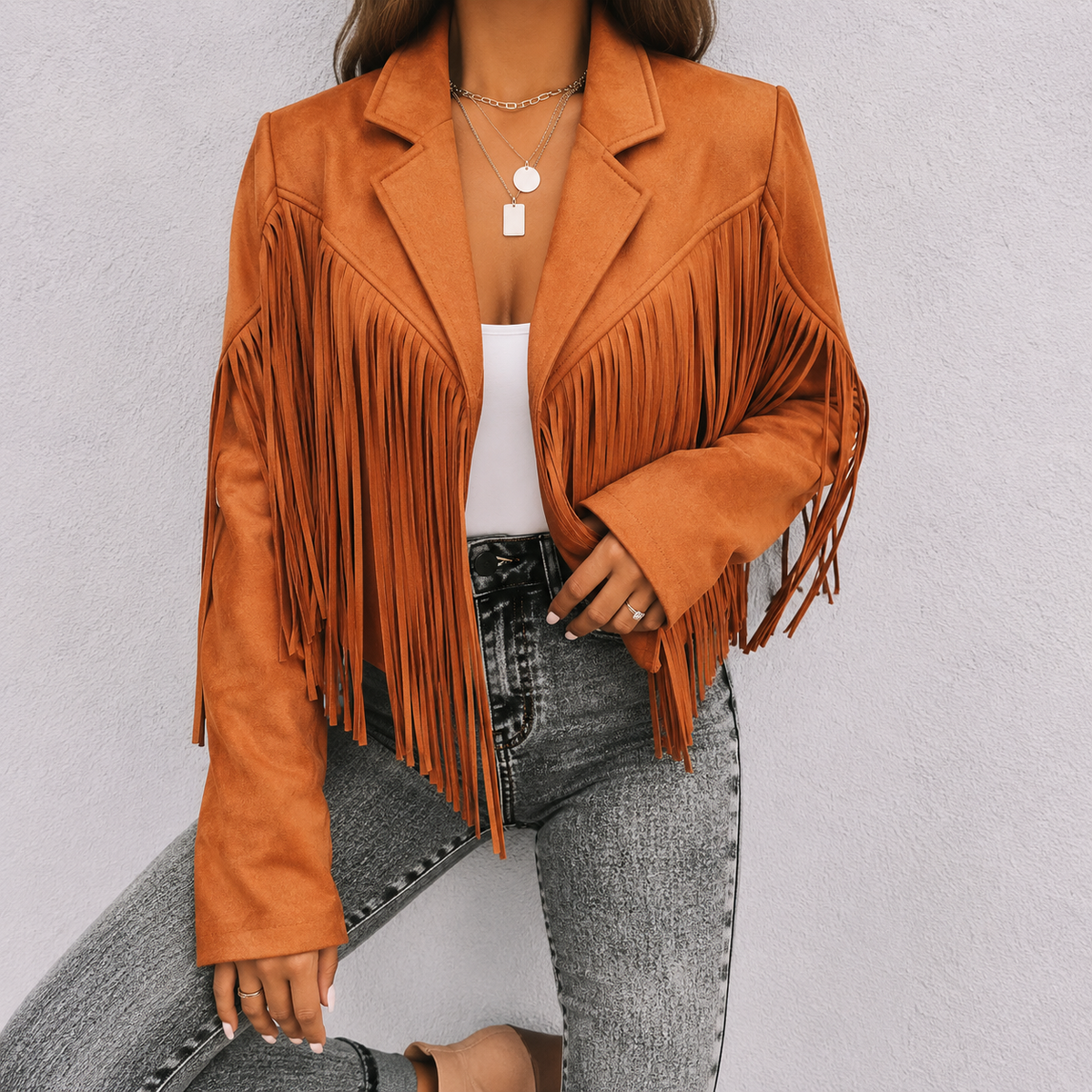 Suède damesjas met franjes | Boho-chic jasje voor een trendy look 5