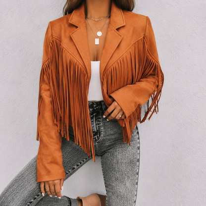 Suède damesjas met franjes | Boho-chic jasje voor een trendy look 5