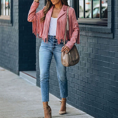 Suède damesjas met franjes | Boho-chic jasje voor een trendy look 6