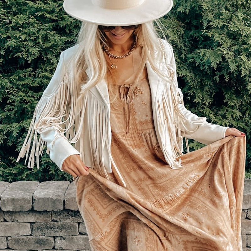 Suède damesjas met franjes | Boho-chic jasje voor een trendy look 8