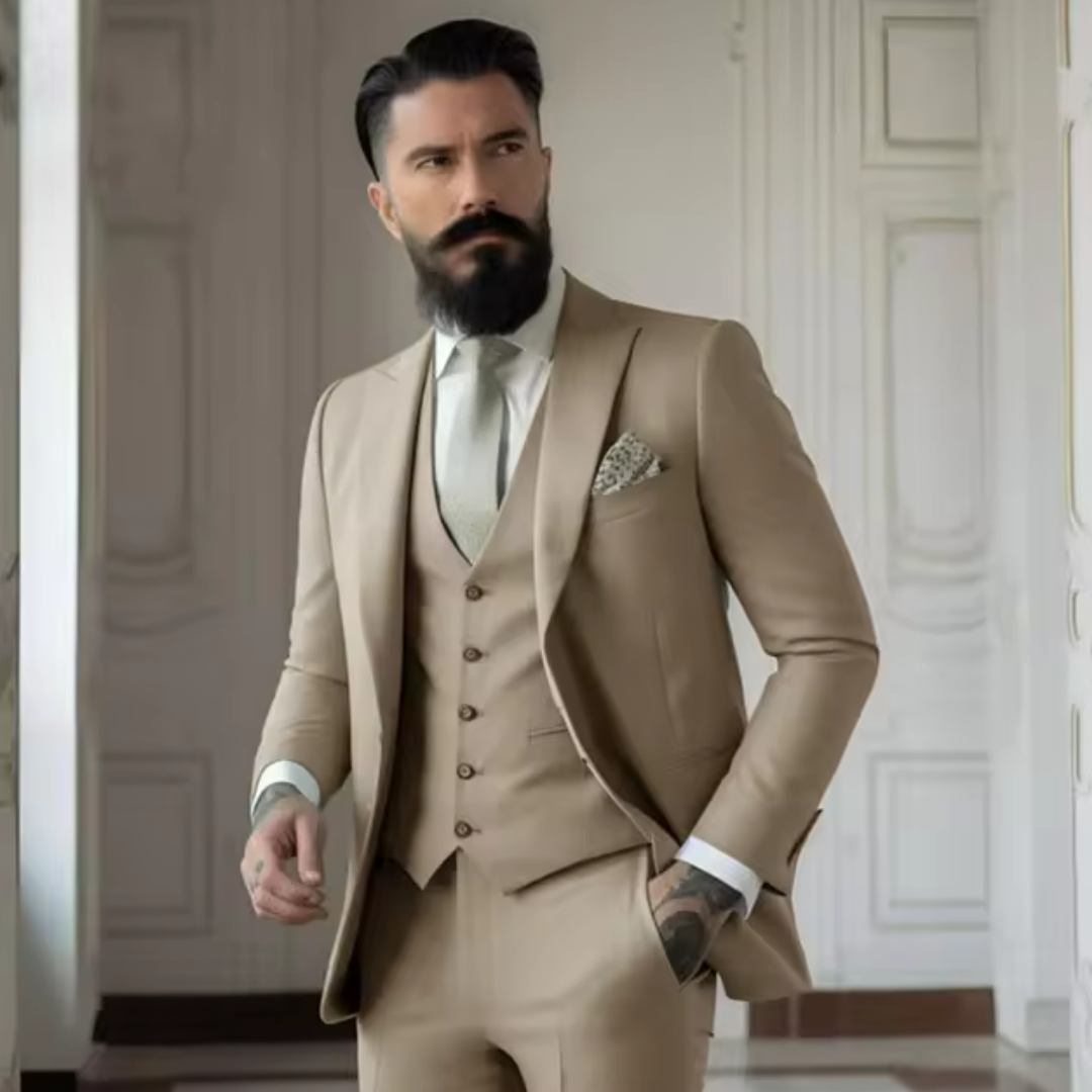 Sven Driedelig Heren Bruiloftsgastenpak | Saliegroen, Elegant