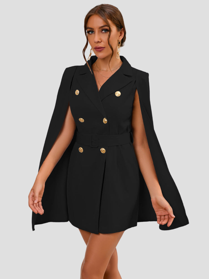 VALÉRIA | Cape Blazer Jurk met Gouden Details voor Dames 10