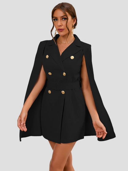 VALÉRIA | Cape Blazer Jurk met Gouden Details voor Dames 10