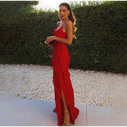 Valerisse | Maxi Jurk met Ruffles en Subtiele Split 3