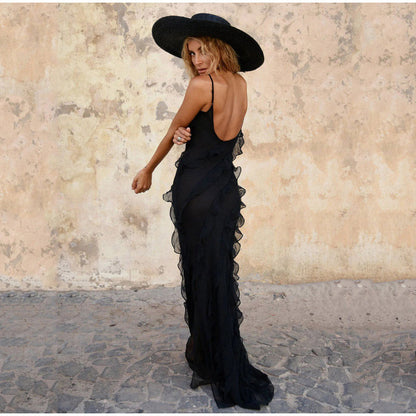 Valerisse | Maxi Jurk met Ruffles en Subtiele Split 4