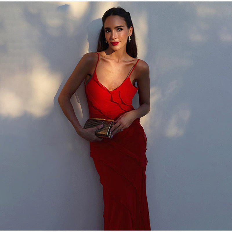 Valerisse | Maxi Jurk met Ruffles en Subtiele Split 5