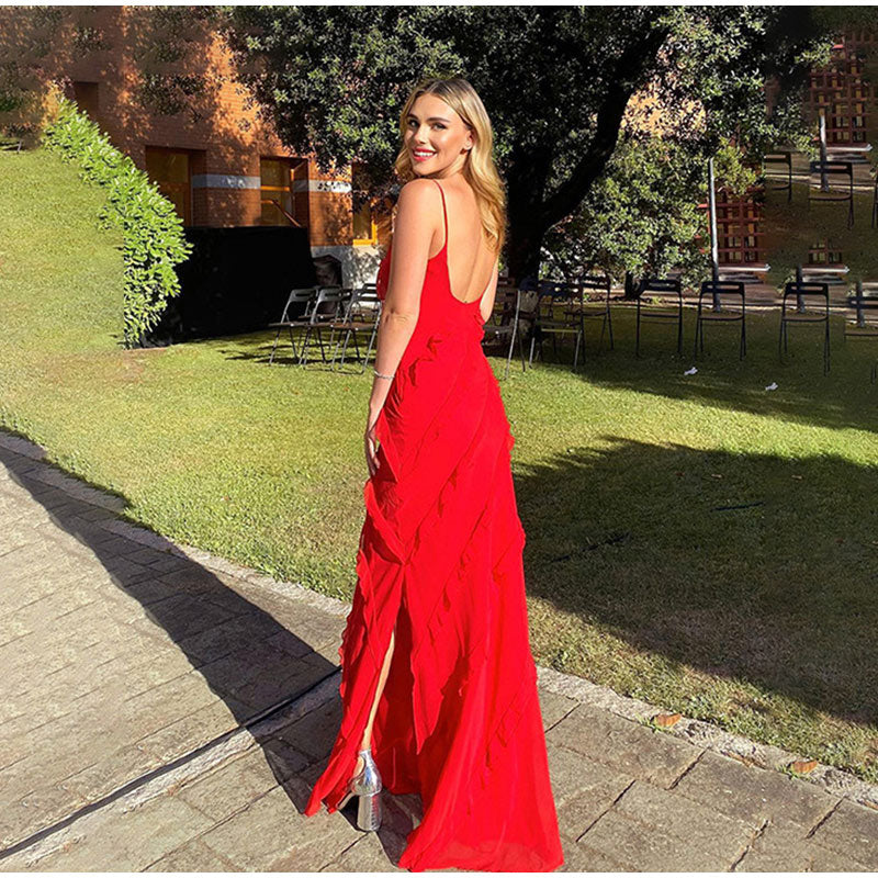 Valerisse | Maxi Jurk met Ruffles en Subtiele Split 6