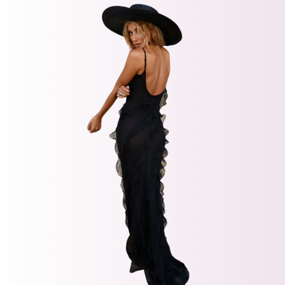 Valerisse | Maxi Jurk met Ruffles en Subtiele Split 7