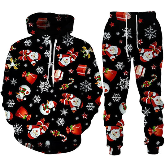 Vardi Heren Trainingspak | Oversized Hoodie met Kerstprint en Comfortabele Broek 0