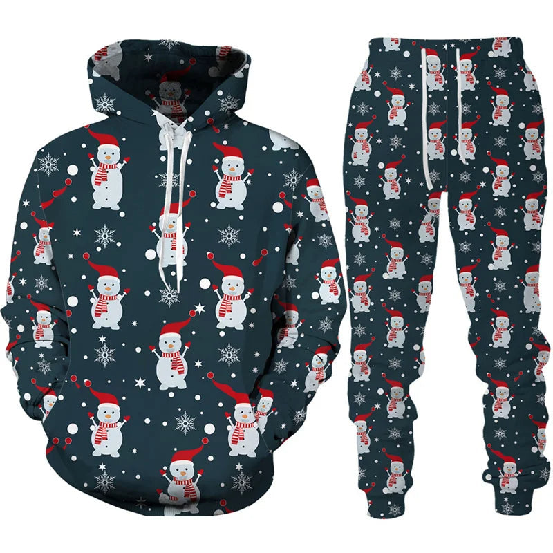 Vardi Heren Trainingspak | Oversized Hoodie met Kerstprint en Comfortabele Broek 2
