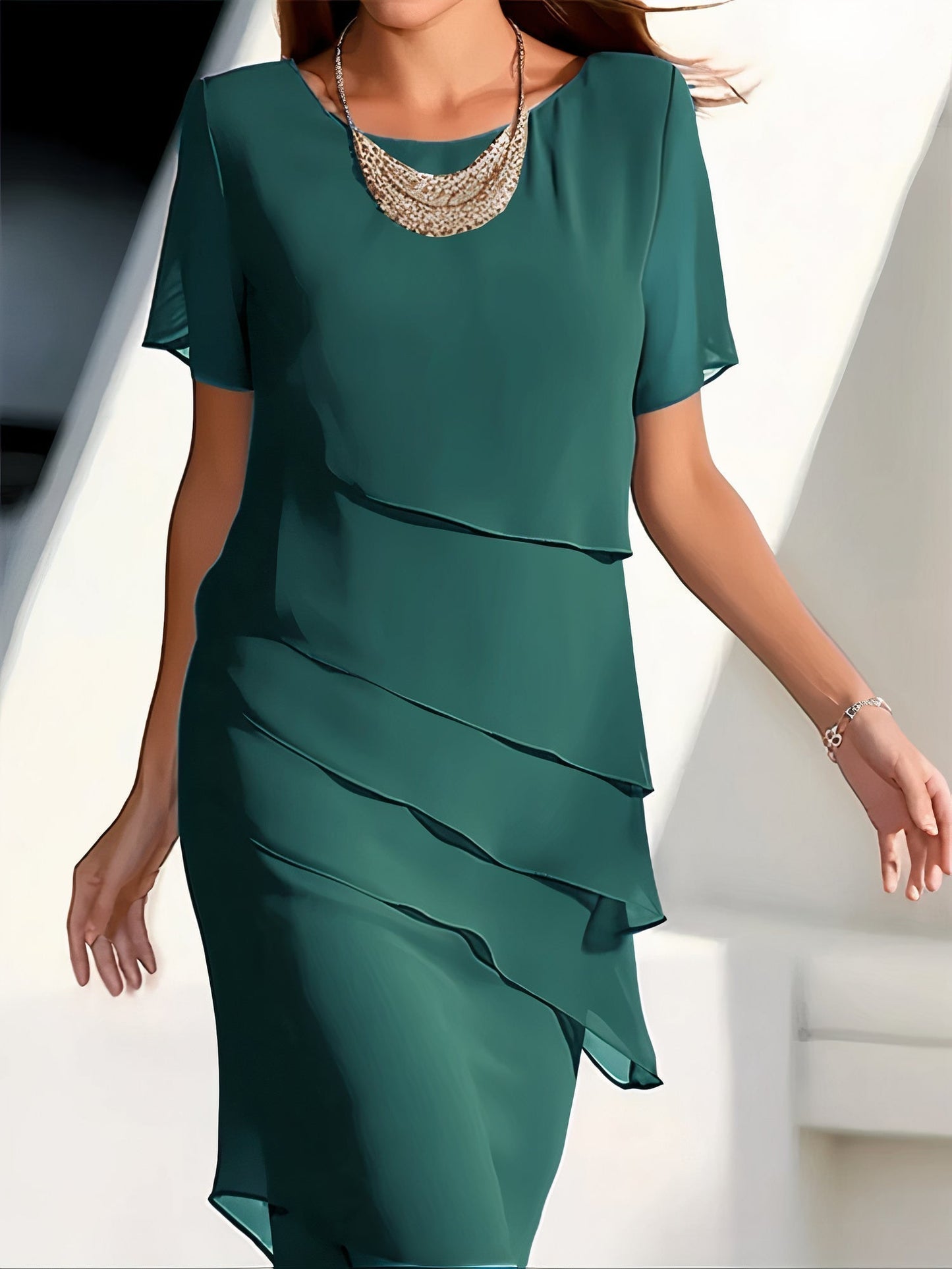 Vera Avondjurk Dames | Lichte Vloeiende Stof, Elegante Pasvorm 2