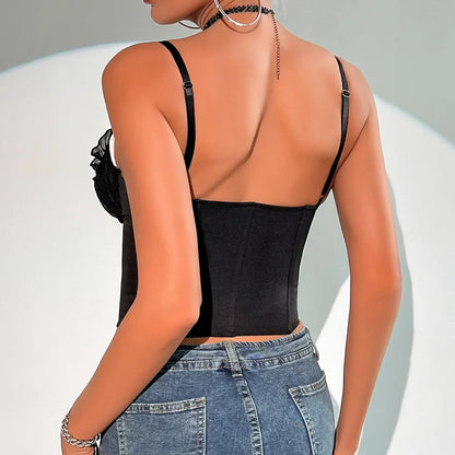 Vera Dames Crop Shirt | Kant Patchwork, Sexy V-hals 6
