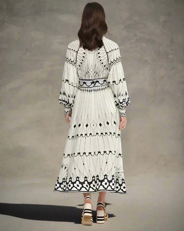 ANARTIA | Vlinderprint jurk met taille riem