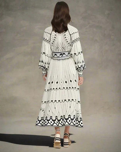ANARTIA | Vlinderprint jurk met taille riem