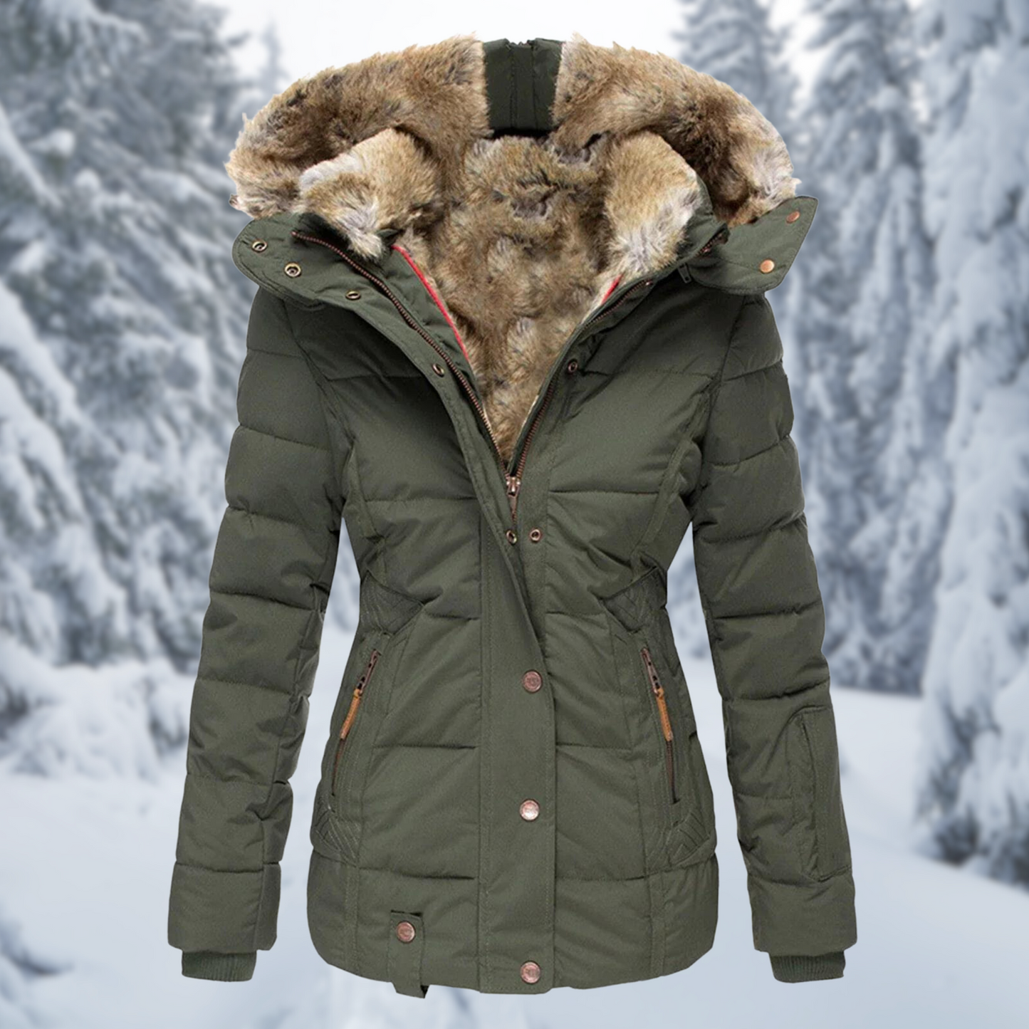 Wendy Dames Winterjas | Elegante Bontcapuchon, Comfortabel en Stijlvol 0