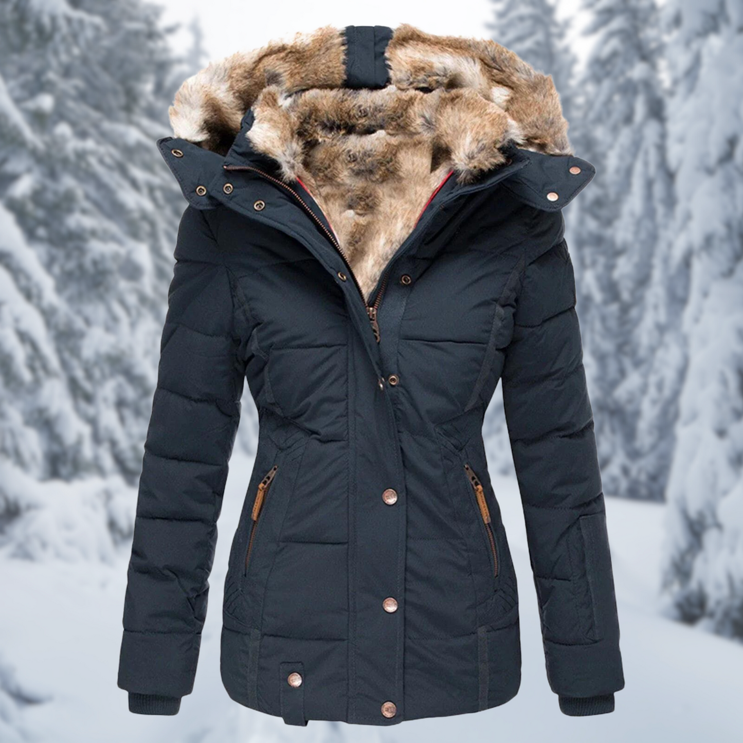 Wendy Dames Winterjas | Elegante Bontcapuchon, Comfortabel en Stijlvol 5
