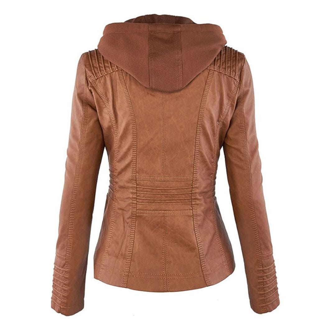 Wendy Damesjack | Zwart Leren Damesjack met Capuchon, Casual 2