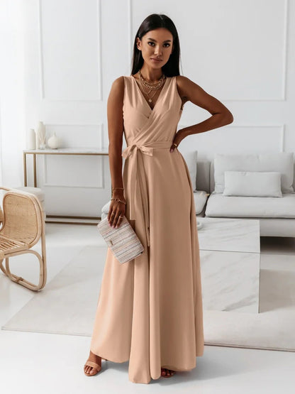 Wille Dames Lange Jurk | Elegante V-hals, Donkergroen Maxi Jurk 4