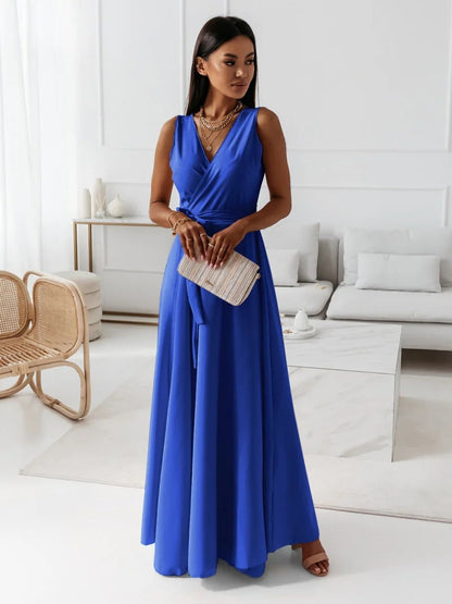Wille Dames Lange Jurk | Elegante V-hals, Donkergroen Maxi Jurk 6