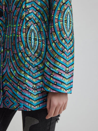 Willem Stijlvol Kantoorpak | 100% Polyester, Abstract Blauw Patroon 3