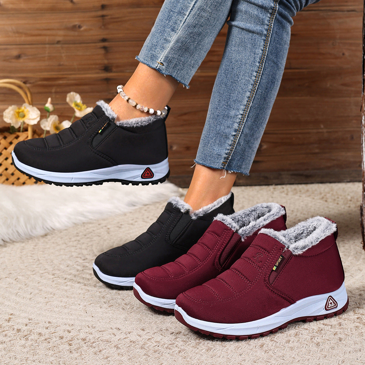 Wina Dames Winterschoenen | Gevoerde Slip-ons met Antislipzool 4