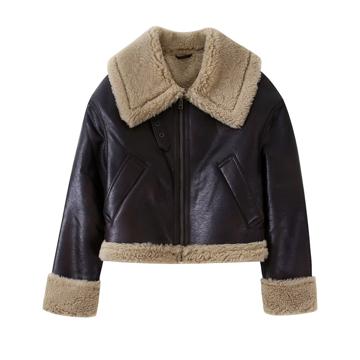 Wolff Dames Jas | Omkeerbaar Leren Ontwerp met Imitatiebont, Herfst/Winter 0