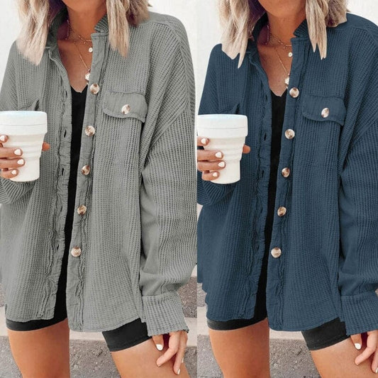Trendy dames knoopjas van ribfluweel | Elegante jas voor casual en zakelijke looks