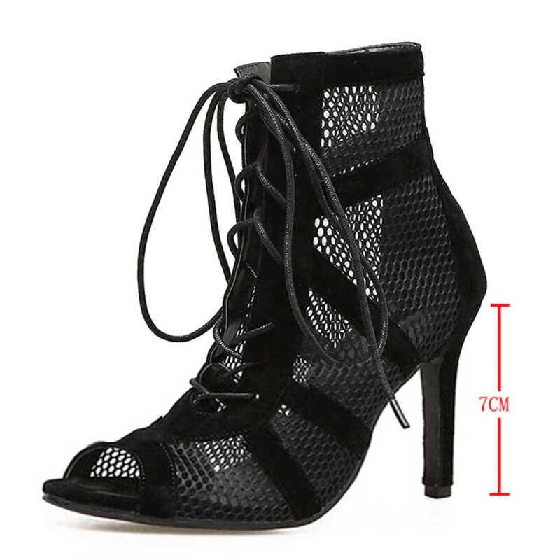 Yentl Dames Sandalen | Elegante Hoge Hak met Mesh Details