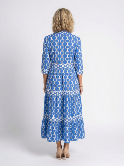 Ysolde Dames Jurk | Zachte V-hals, Midi Lengte, Driekwart Mouwen 2