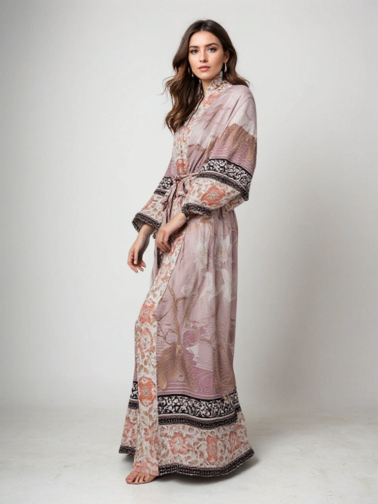 Yumea | Lange Kimono met Bloemenprint voor Dames 0