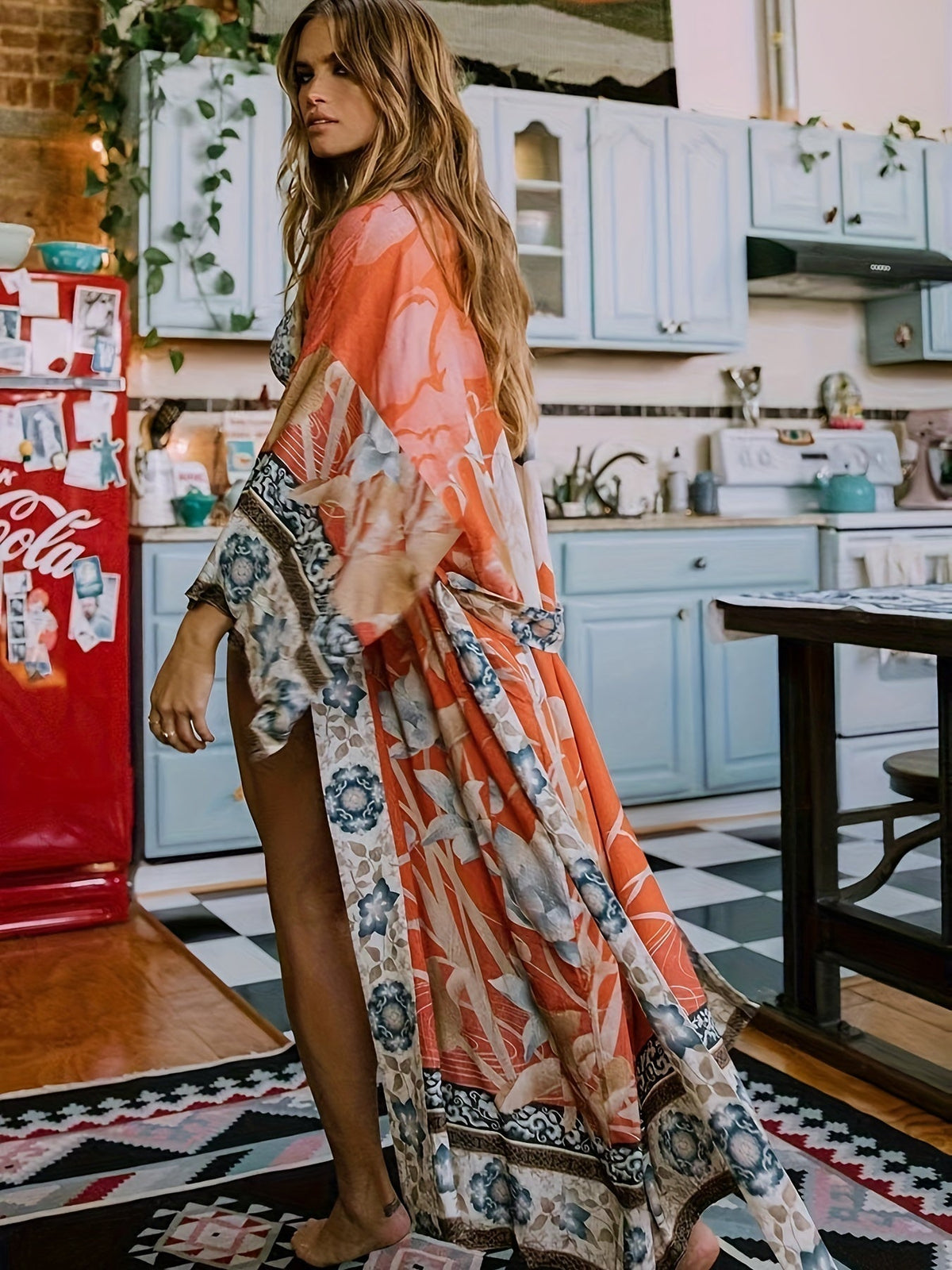 Yumea | Lange Kimono met Bloemenprint voor Dames 1