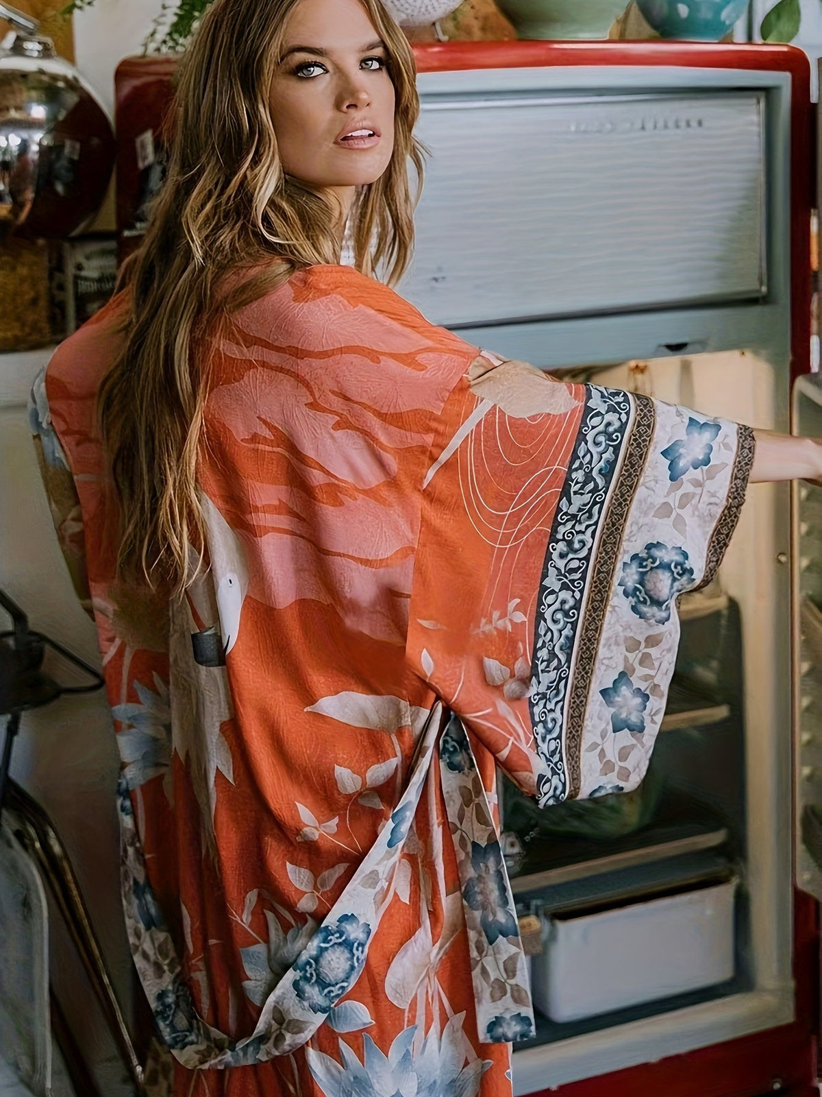 Yumea | Lange Kimono met Bloemenprint voor Dames 2