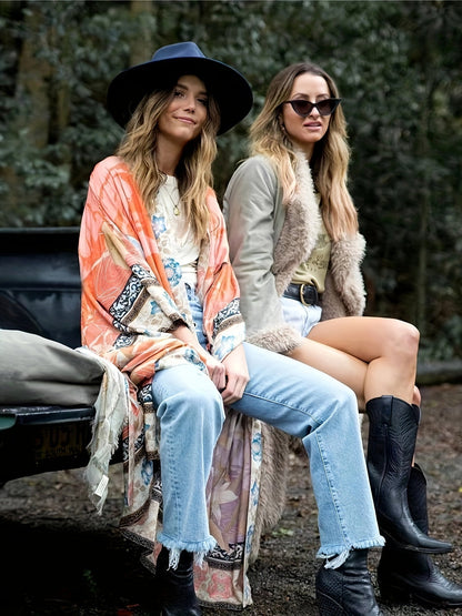 Yumea | Lange Kimono met Bloemenprint voor Dames 4