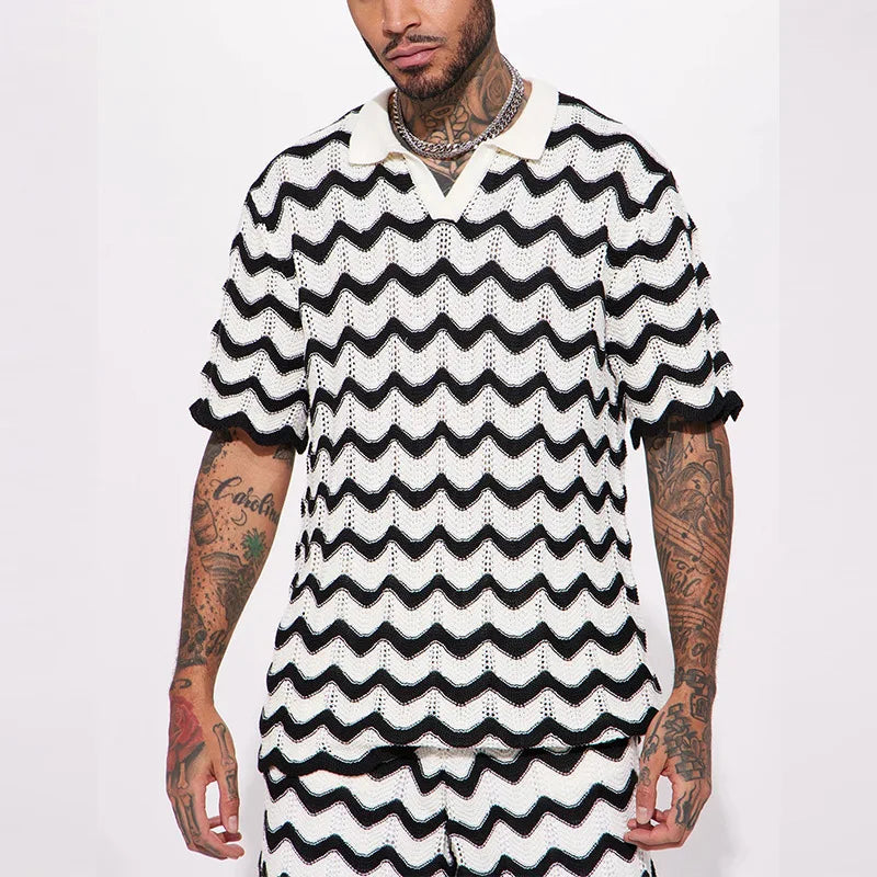 ZAYN | Gebreide Zomer Set voor Heren met Zigzagpatroon 2