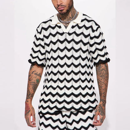 ZAYN | Gebreide Zomer Set voor Heren met Zigzagpatroon 2