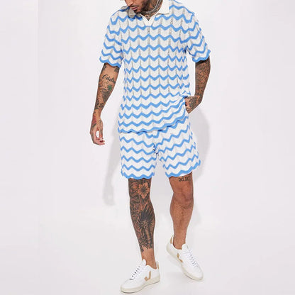 ZAYN | Gebreide Zomer Set voor Heren met Zigzagpatroon 4