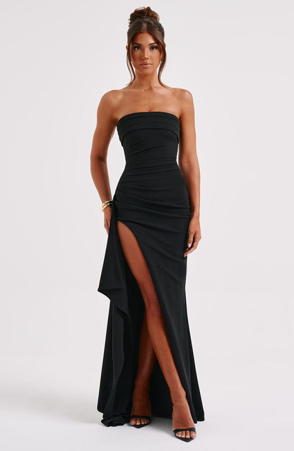 Zara Maxi Jurk Dames | Zachte Polyester, Tijdloze Zwarte Elegantie 0