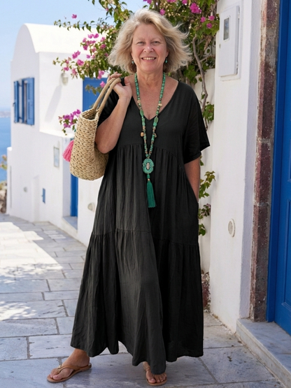Zina Dames Lange Maxi Jurk | Katoenmix, Relaxed Pasvorm 3