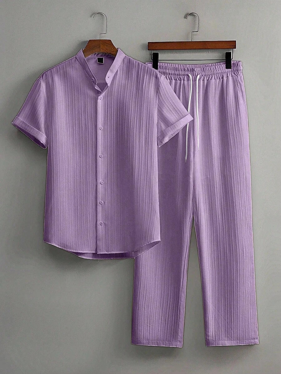 Zwart heren co-ord set met opstaande kraag – moderne Japanse stijl met luxe uitstraling 11